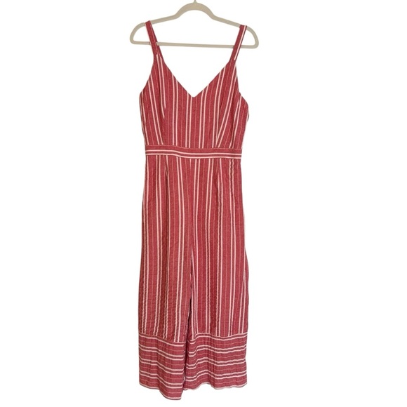 Anthropologie Tank Wide Leg Jumpsuit Red White Small Petite Contemporary Beach - Picture 1 of 5